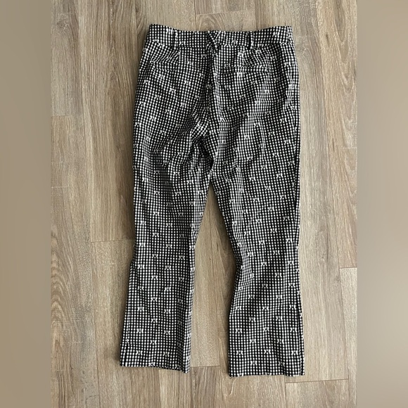Anthropologie Maeve Essential Slim Flared Pants Black and White Gingham Crop - 6 - Picture 8 of 9